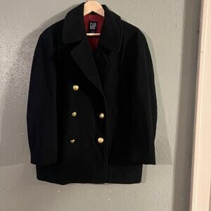 Vintage 90s Gap Women's Wool Blend P Coat Sz Sm Black Old Money Business Office